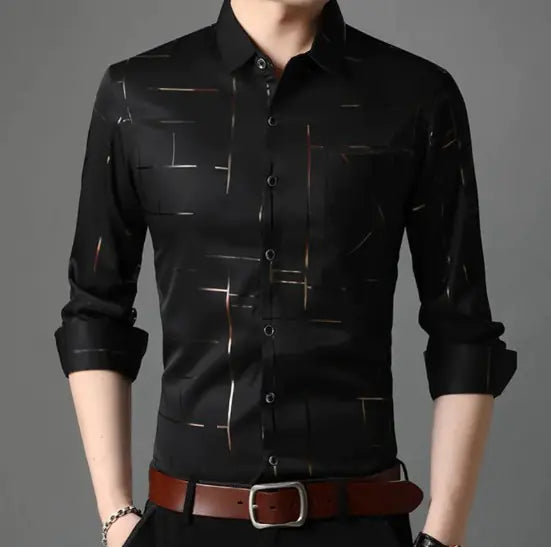 Slim Fit Striped Men's Shirt Dress