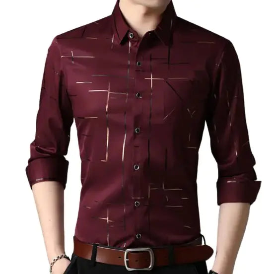 Slim Fit Striped Men's Shirt Dress