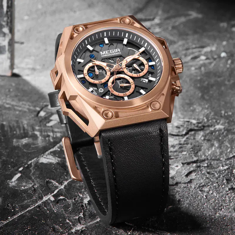 Megir Men's Quartz Sports Watch with Stainless Steel Case