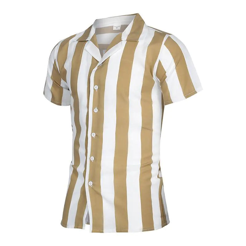 Men's Summer Striped Slim Fit Short Sleeve Shirt