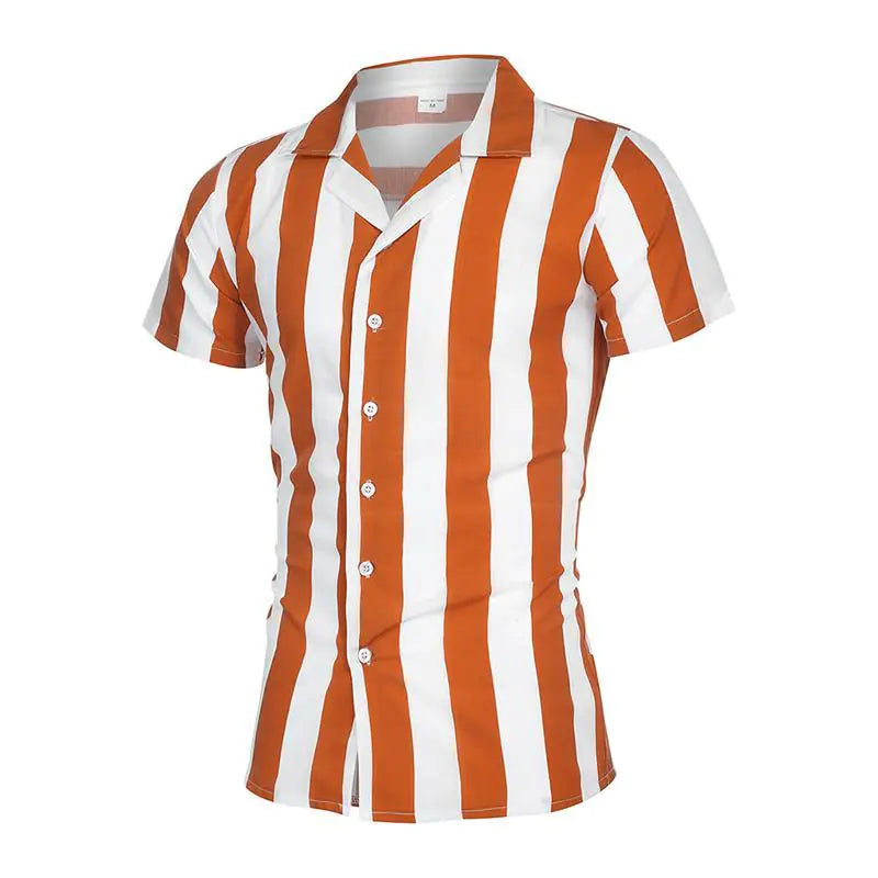 Men's Summer Striped Slim Fit Short Sleeve Shirt