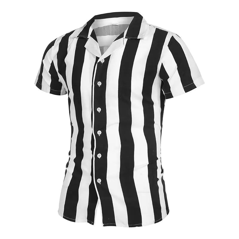 Men's Summer Striped Slim Fit Short Sleeve Shirt