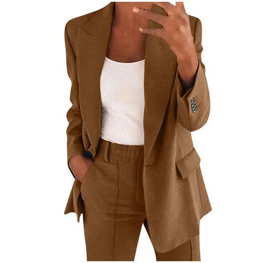 Blazer Sets Women 2 Piece Outfits Pants Suits Dressy Business Casual Outfits Blazer Pantsuit Set Work Office Jacket